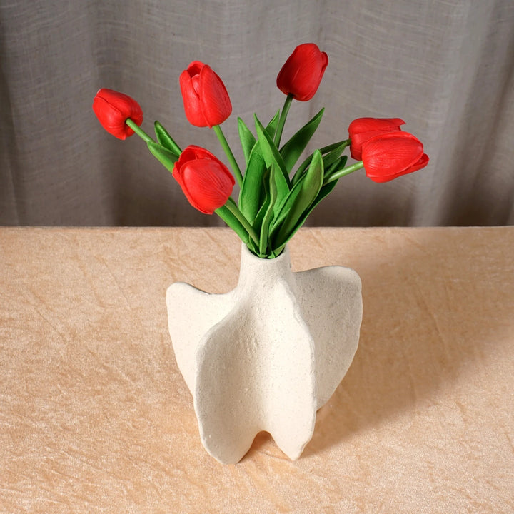 Ceramic Coastal Vase – Nordic Starfish & Waves Decor