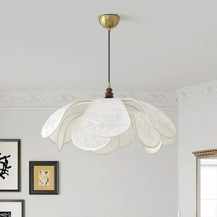 Cream Fabric Pendant Light – Nordic French Retro Chandelier