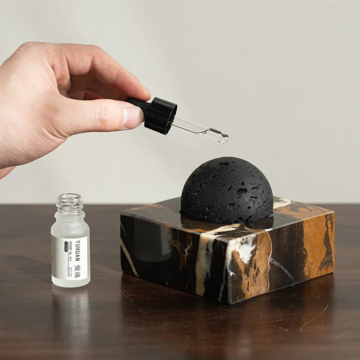 Black Lava Stone Diffuser with Marble Base – Luxury Home SPA
