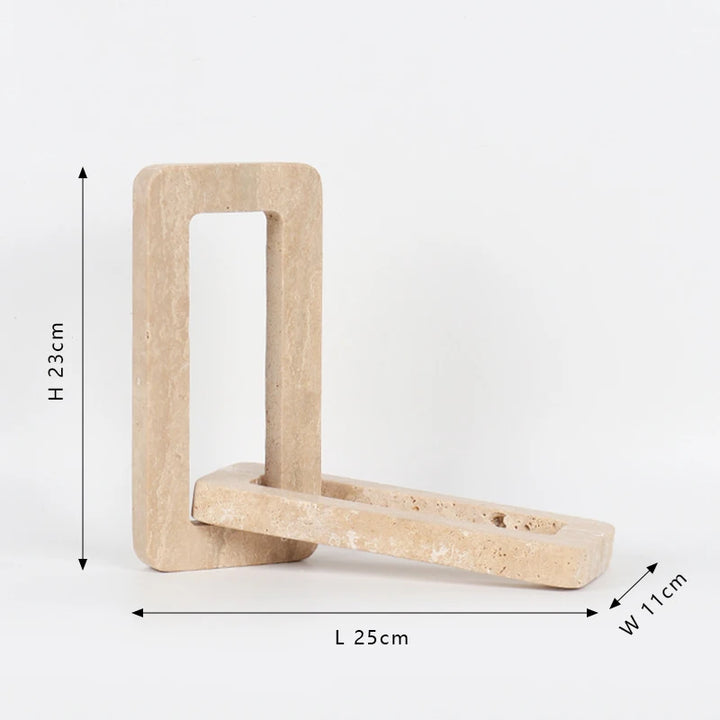 Minimalist Travertine Stone Sculpture – Luxury Natural Marble Ornament for Coffee Table, Shelf, Entryway, or Living Room Decor