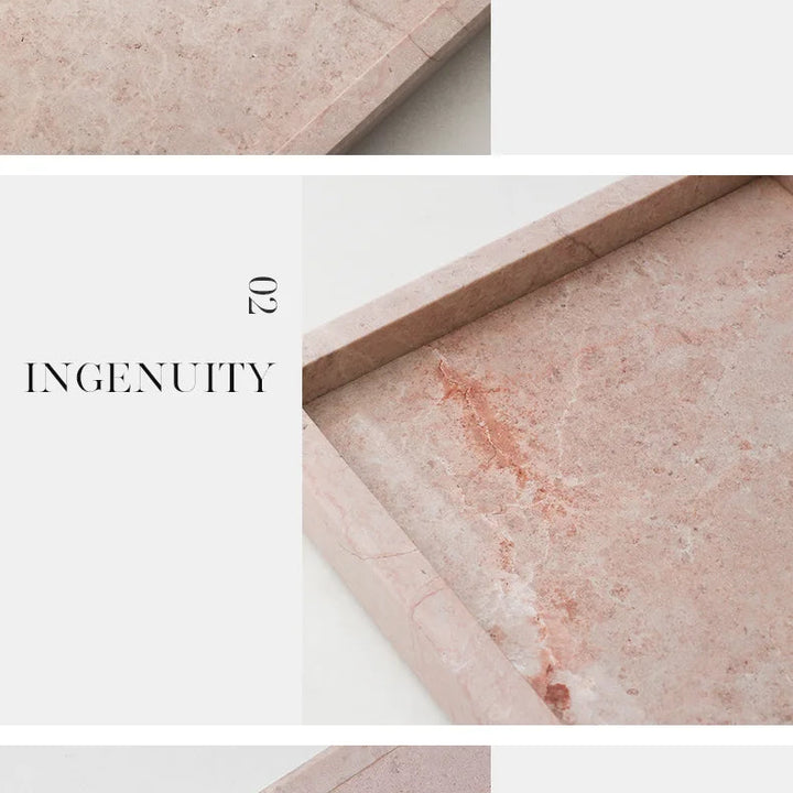 Pink Marble Vanity Tray – Natural Stone Perfume & Jewelry Organizer