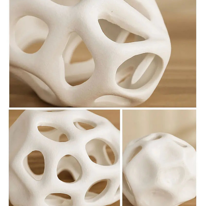 Hollow Ceramic Vase – Nordic White & Black Home Decor