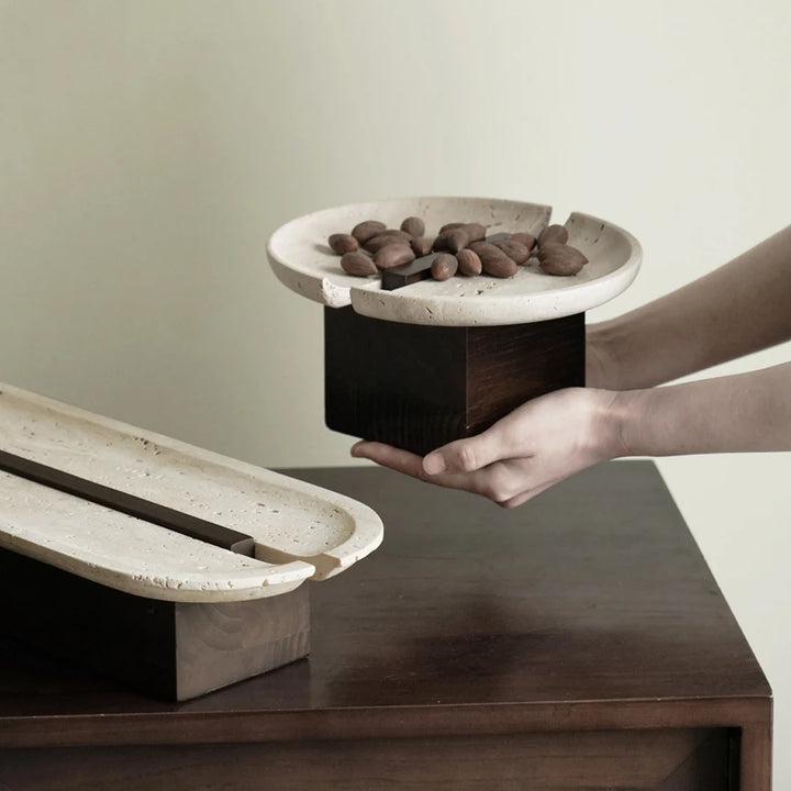 Vintage Travertine Tray for Coffee Table