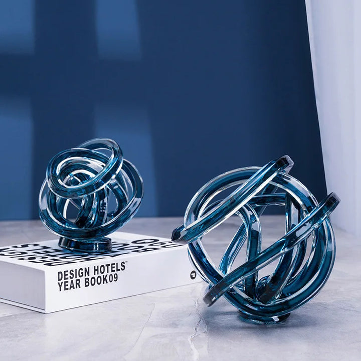 Twisted Glass Chain Sculpture – Modern Transparent Decor