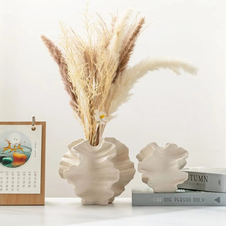 Abstract Ceramic Wrinkle Vase – Modern Decorative Flower Pot