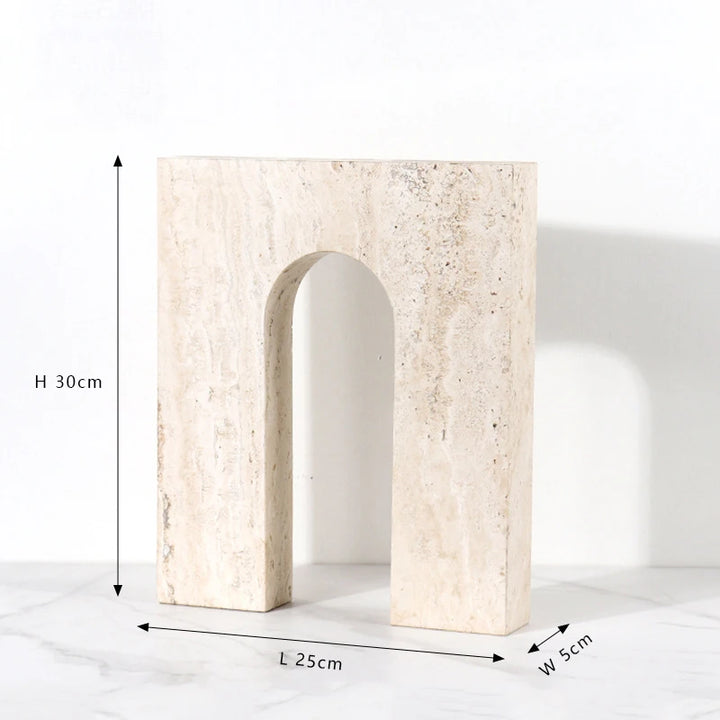 Minimalist Travertine Stone Sculpture – Luxury Natural Marble Ornament for Coffee Table, Shelf, Entryway, or Living Room Decor