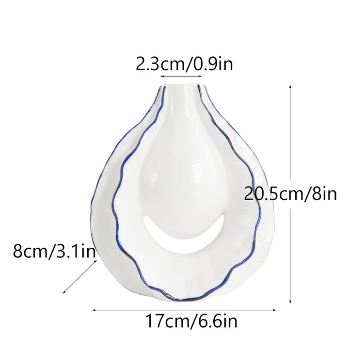 Ceramic Oyster Vase – Modern Centerpiece Vessel for Fresh Flowers | Tabletop Home Decor for Living Room, Bedroom, or Entryway