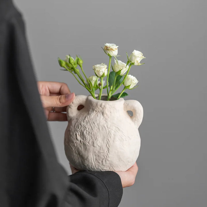 Mini Ceramic Bud Vase – Stone-Look Small Flower Pot Decor