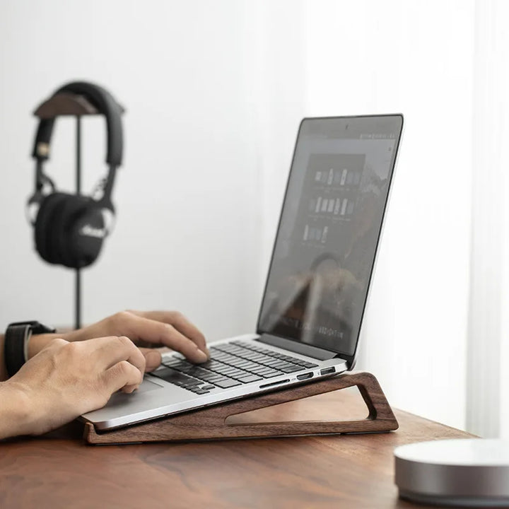 Wooden Laptop Stand – Portable Vertical Foldable Riser for Desk | Ergonomic Heat Dissipation Bracket for Laptop & Tablet