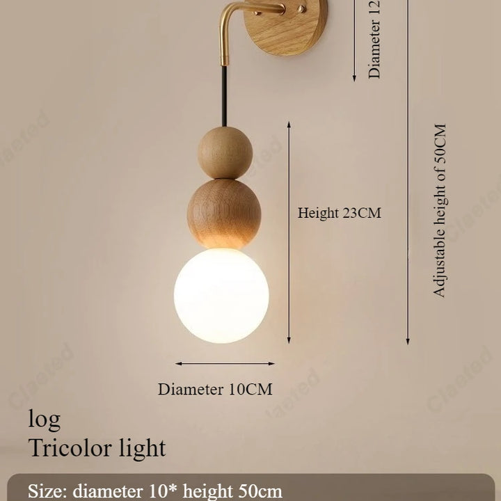 Retro Walnut Glass LED Wall Lamp – Luxury Decorative Light