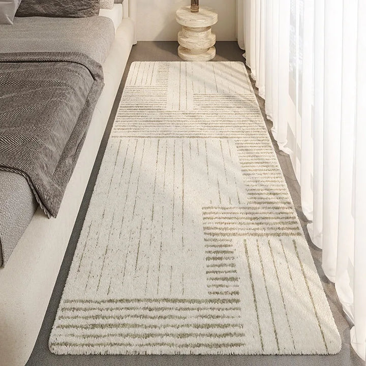 Alfombra suave y geométrica de felpa: antideslizante, imitación cachemira, ideal para sala de estar, dormitorio y habitación infantil.