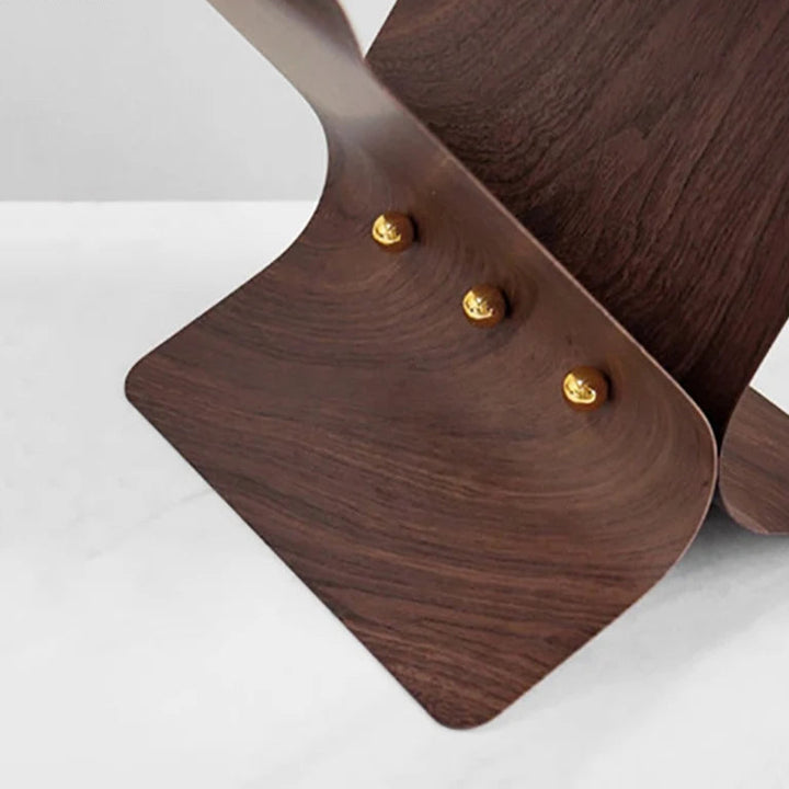 Walnut Metal Bookshelf – Modern X-Shape Book Organizer