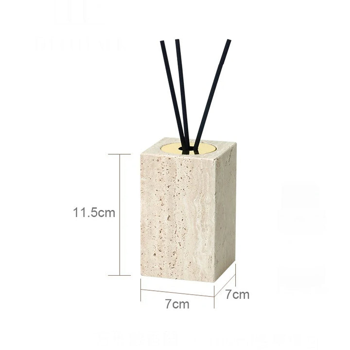 Beige Travertine Marble Bathroom Set – 9-Piece Natural Stone Accessories with Soap Dispenser, Diffuser, Tray & More