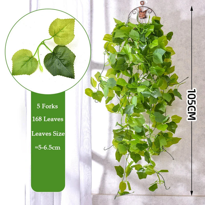 105cm Artificial Ivy Vine – 5 Forks Green Hanging Plant