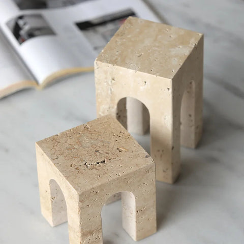 Vintage Travertine Decor – Hand-Carved Marble Home Accent