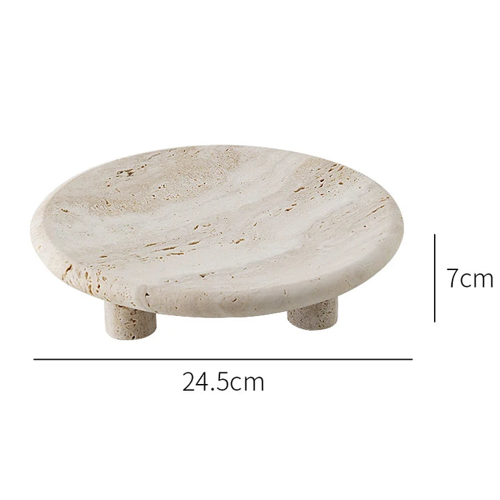 Wabi Sabi Travertine Decorative Tray – Marble Fruit Bowl
