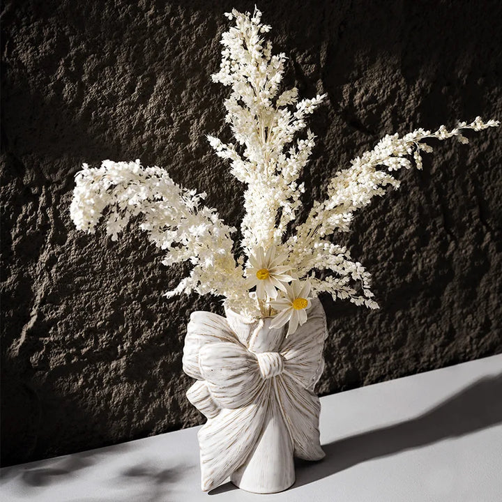 Nordic Bow Ceramic Vase – Retro Minimalist Centerpiece