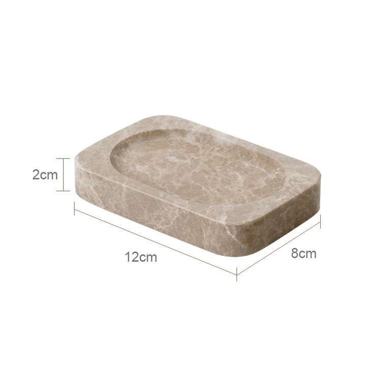 Emperador Marble Bathroom Set – Natural Stone Soap Dish & Tray