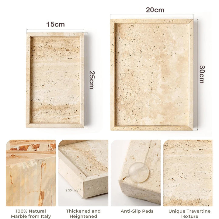 Rectangular Travertine Tray – Marble Vanity & Jewelry Organizer