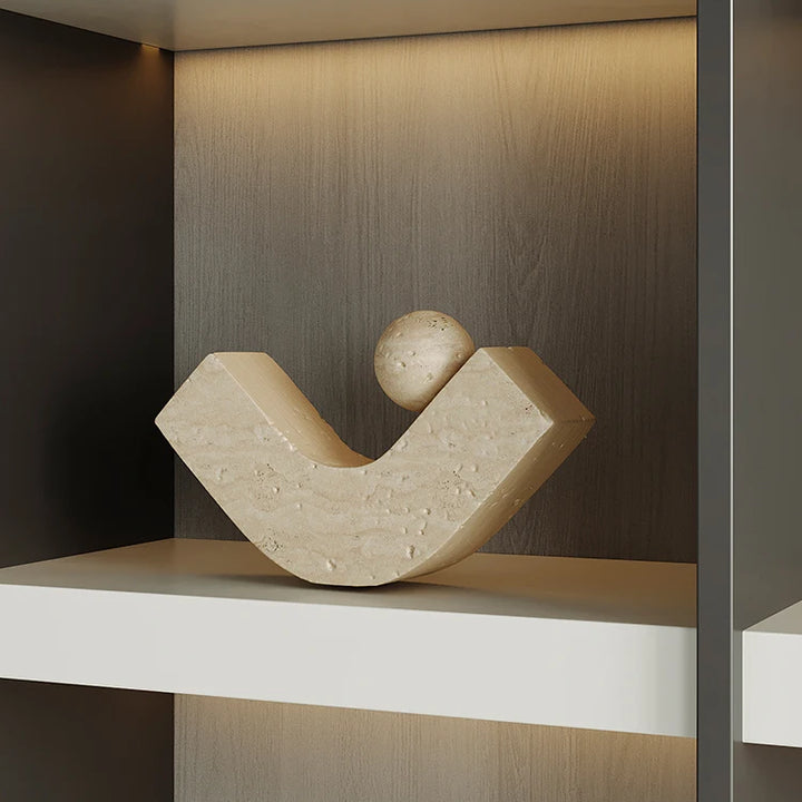 Modern Travertine Arch Sculpture – Decorative Statue