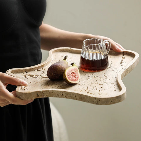 Vintage Travertine Decorative Tray for Jewelry & Countertops