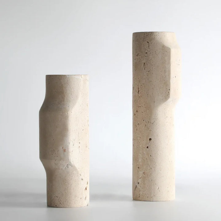 Minimalist Marble Travertine Vase – Scandinavian Table Decor