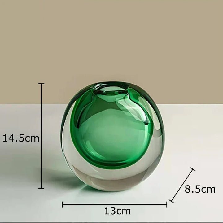 Gradient Glass Vase – Transparent Round Flower Pot Decor