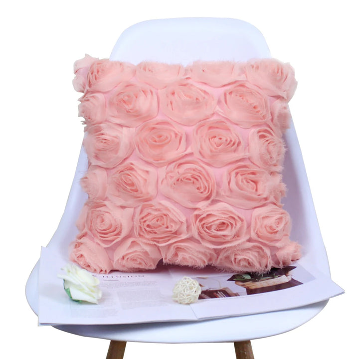 Rose Embroidered Pillow Cover – Decorative Cushion