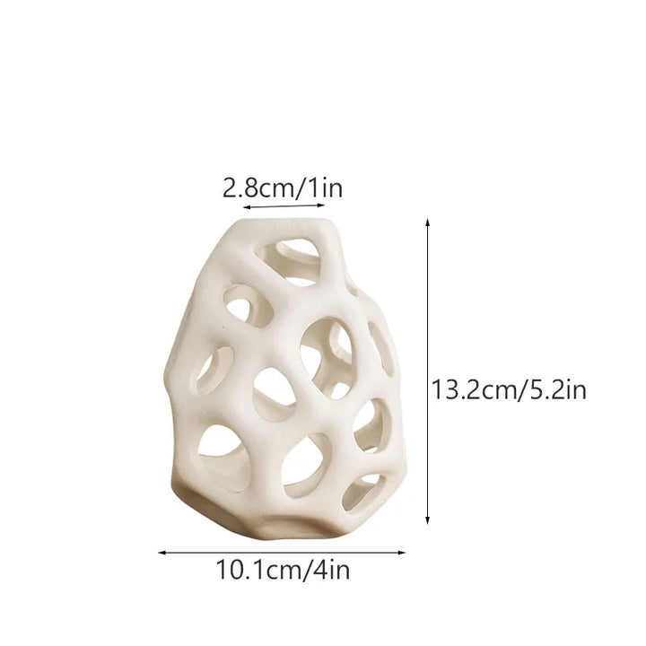 Hollow Out Ceramic Vase – White & Black Nordic Accent Decor for Home, Office & Living Room