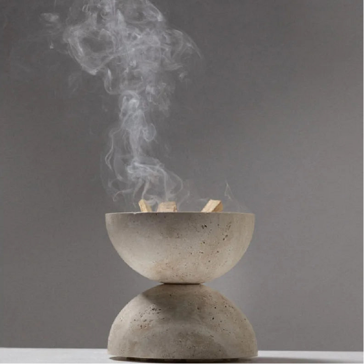 Beige Travertine Incense Burner – Marble Sphere Home Decor