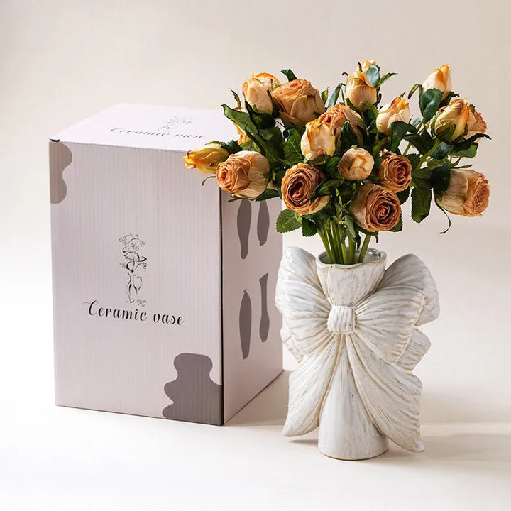 Ceramic Bow Vase – Modern Flower Pot for Home & Office