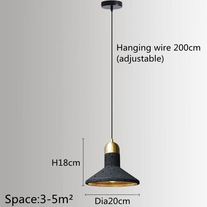 Industrial Black Stone Pendant Lamp – Nordic Retro LED Chandelier