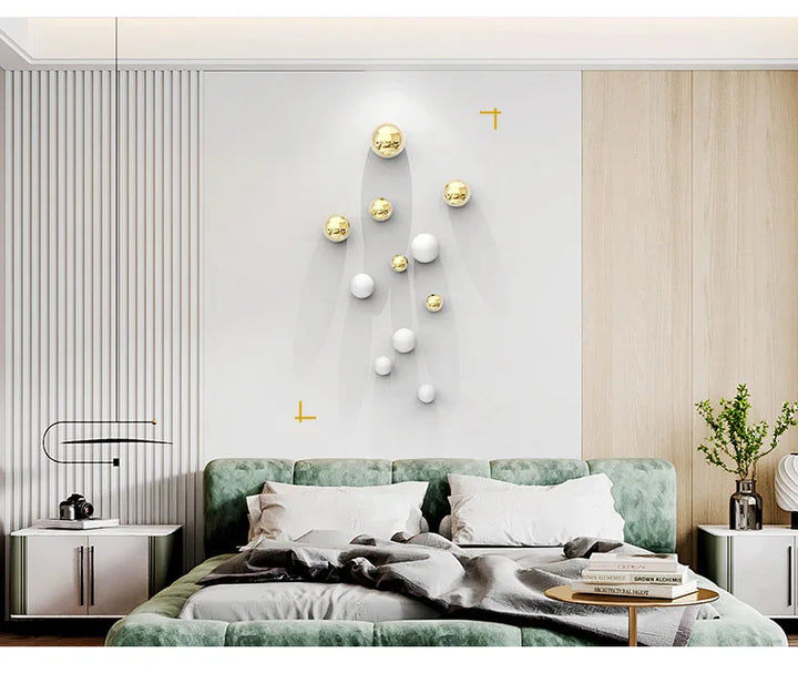 Golden and Silver Ball Wall Hanging Set – Modern Decor