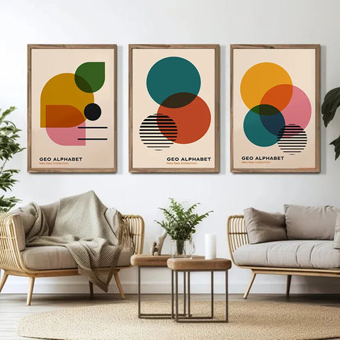 Vintage Bauhaus Geometric Canvas Print – Modern Wall Art