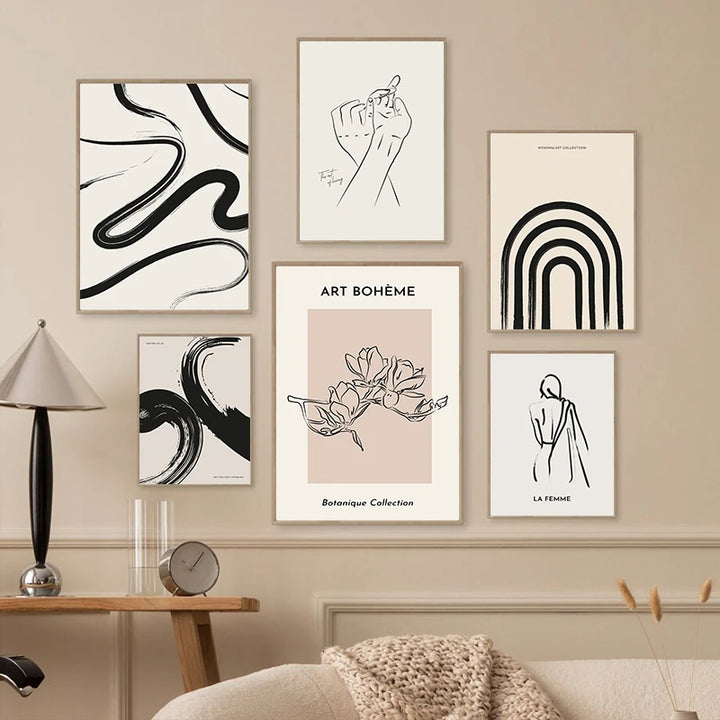 Abstract Black Beige Canvas Print – Geometric Wall Art