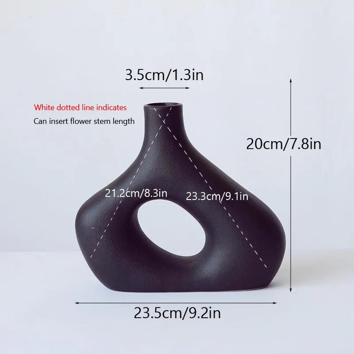 Matte Ceramic Nordic Vase – Minimalist Decorative Flowerpot for Dried Flowers, Living Room, Office & Home Decor