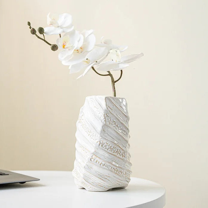 Wide Mouth Ceramic Vase – Nordic Minimalist Table Centerpiece