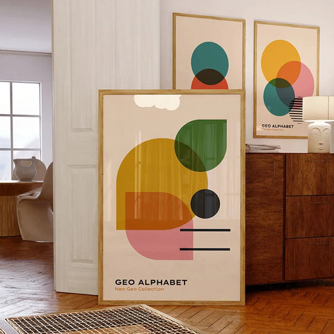 Retro Bauhaus Canvas Print – Abstract Geometric Wall Art