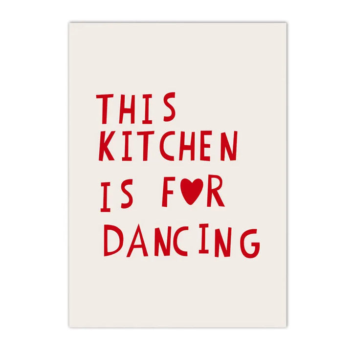 Red Heart Kitchen Quote Poster – Minimalist Nordic Canvas Print for Cooking Area, Dining Room & Restaurant Wall Art Decor