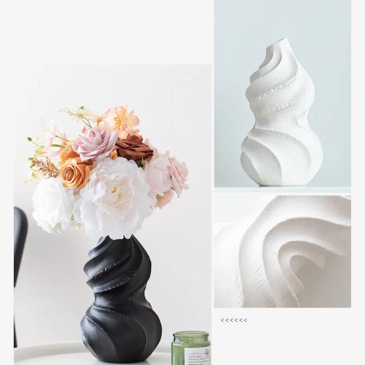 Ceramic Gourd Vase – Nordic Minimalist Flower Pot