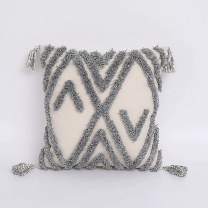 Boho Tassel Cushion Cover – Tufted Moroccan Macrame Pillow