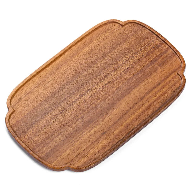 Japanese Walnut Wood Cloud Plate – Square Wooden Tray for Snacks, Fruits, or Breakfast | Minimalist Decorative Serving Platter for Dining & Living Room