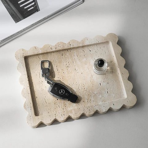 Travertine Scalloped Edge Vanity Tray