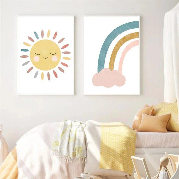 You Are My Sunshine Rainbow Nursery Canvas Wall Art