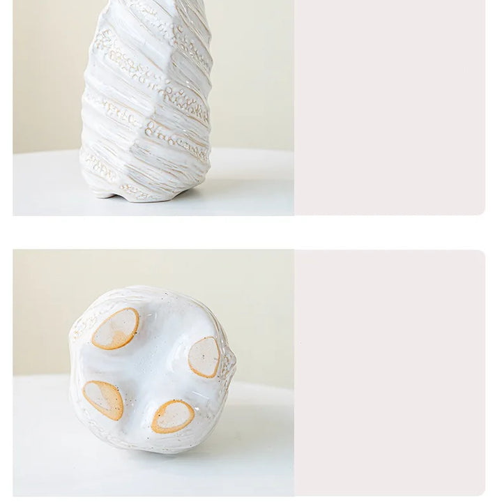 Wide Mouth Ceramic Vase – Nordic Minimalist Table Centerpiece