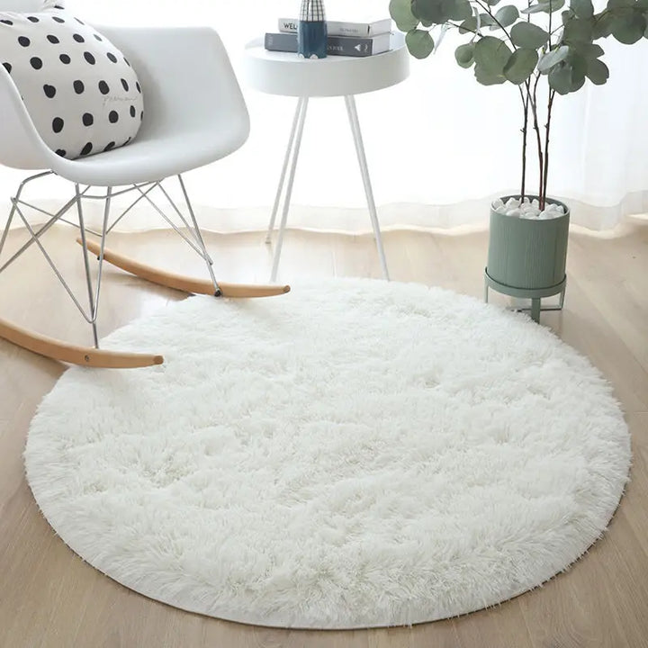 Round Plush Rug – Soft Fluffy Carpet for Living Room & Bedroom