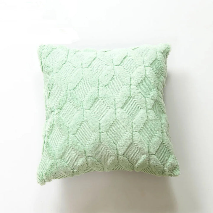 3D Plush Geometric Embroidered Cushion Cover