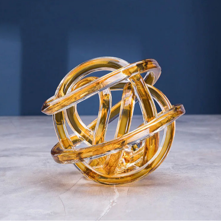 Twisted Glass Chain Sculpture – Modern Transparent Decor