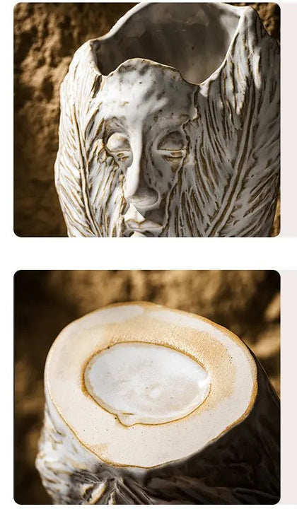 Abstract Face Ceramic Vase – Nordic Tabletop Decor