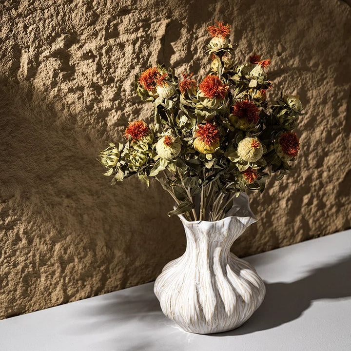 Wabi Sabi Ceramic Vase – Retro Centerpiece for Dried Flowers